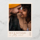 Liebe Shiny Just Cream Terracotta Retro Hochzeit Folieneinladung (Vorderseite)