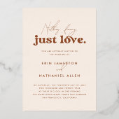 Liebe Shiny Just Cream Terracotta Retro Hochzeit Folieneinladung (Rückseite)