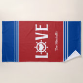 LIEBE Ship Wheel Heart Beach Handtuch (Vorderseite)