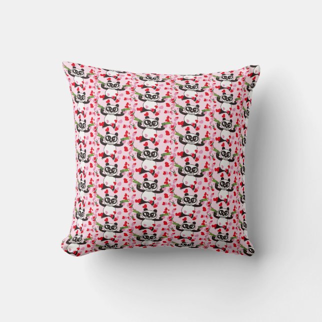 Liebe Shooter Panda Schachbrett Pattern Kissen (Vorderseite)