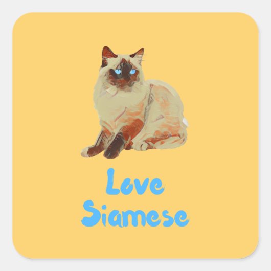 Liebe Siamese Quadratischer Aufkleber (Vorderseite)