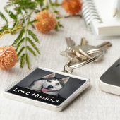 Liebe Siberischer Husky Welpe Dog Portrait Schlüss Schlüsselanhänger (Seite)