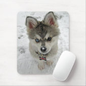 Liebe Siberischer Husky Welpen Hund in Snow Mousep Mousepad (Mit Mouse)