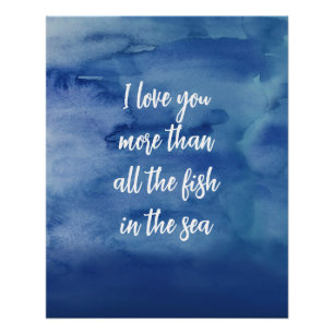 Liebe Sie Abstrakter Blue Water Textur Zitat Poster