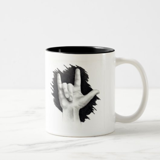 Liebe Sie: Amerikanische Gebärdensprache: Hand Zweifarbige Tasse (Rechts)