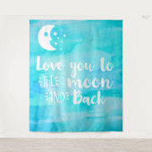 Liebe Sie auf die Blaue Wasserfarbe des Mondes Wandteppich (Vorderseite)