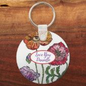 Liebe Sie benennen Red Poppies Wasserfarben Schlüs Schlüsselanhänger (Vorderseite)