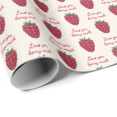 Liebe Sie Berry Much Raspberry Muster | Valentine Geschenkpapier (Rolleneckpunkt)