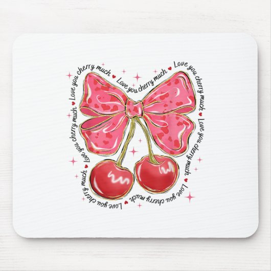 Liebe Sie Cherry Much Coquette Bow Herzwale Mousepad (Vorne)