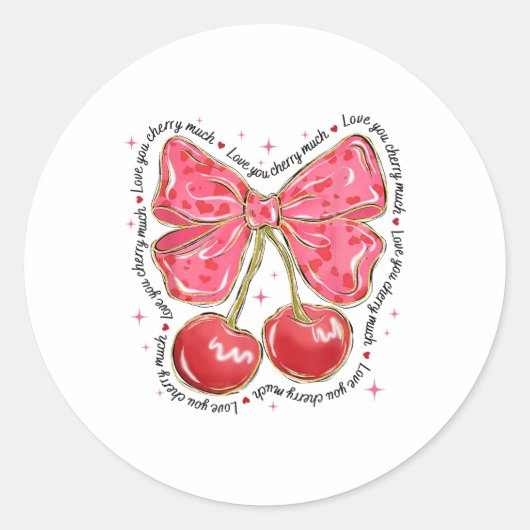 Liebe Sie Cherry Much Coquette Bow Herzwale Runder Aufkleber (Vorderseite)