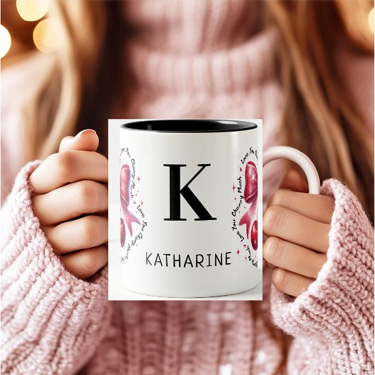 Liebe Sie Cherry Much Monogram Initial Valentine Zweifarbige Tasse