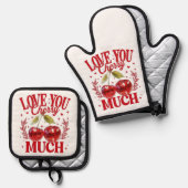 Liebe Sie Cherry Much Pot Inhaber Ofenhandschuh & Topflappen-Set (Vorderseite/Rückseite)