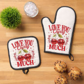 Liebe Sie Cherry Much Pot Inhaber Ofenhandschuh & Topflappen-Set (Oben Unten)