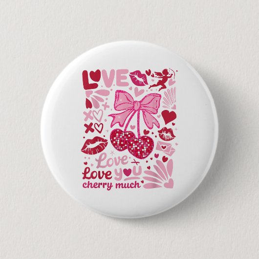 Liebe Sie Cherry viel Retro Valentinstag Herzogtum Button (Vorderseite)