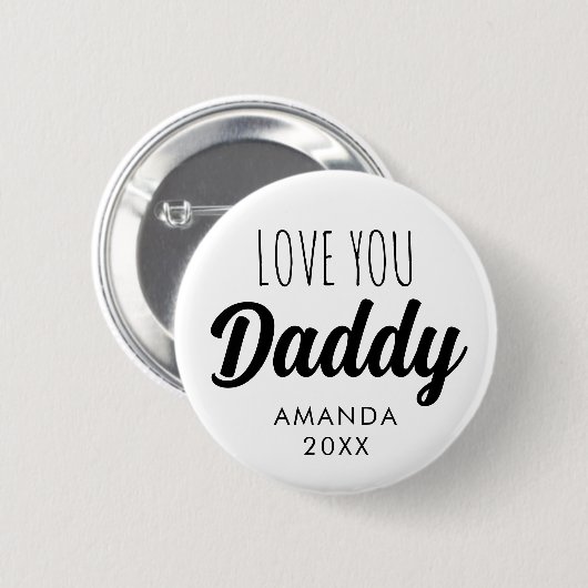 Liebe Sie 'Daddy' Custom Foto Collage Button (Vorne & Hinten)