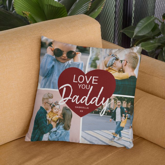 Liebe Sie 'Daddy' Custom Foto Collage Herz Kissen (Von Creator hochgeladen)