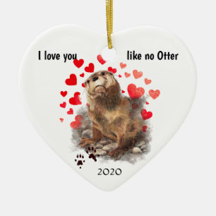 Liebe Sie Datum Niedlicher Fluss Otter, Natur Tier Keramik Ornament