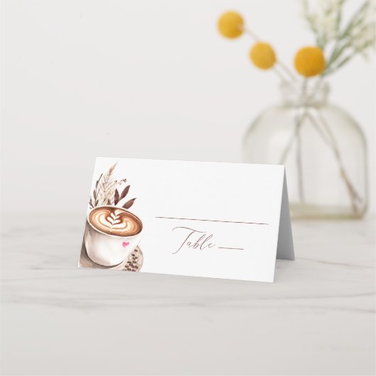 Liebe sie ein Latte Kaffee Boho Brautparty Platzkarte (Vorderseite)