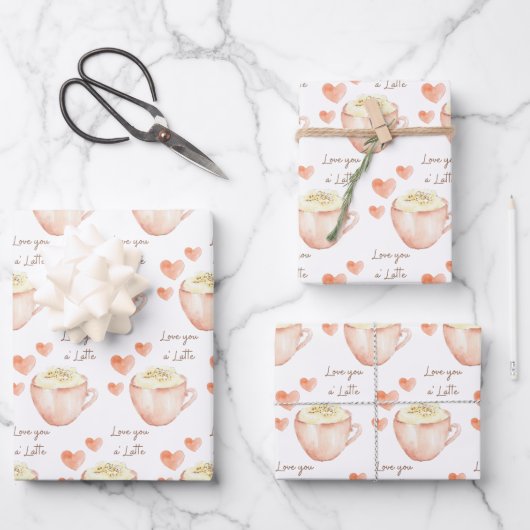Liebe Sie ein 'Latte Wrapping Paper Sheets Geschenkpapier Set (Vorderseite)