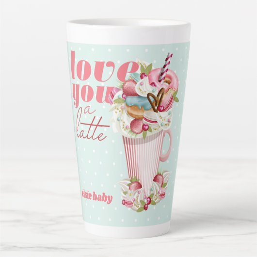 Liebe Sie eine Latte Niedlich Retro Sweet Leckerei Milchtasse (Vorderseite)
