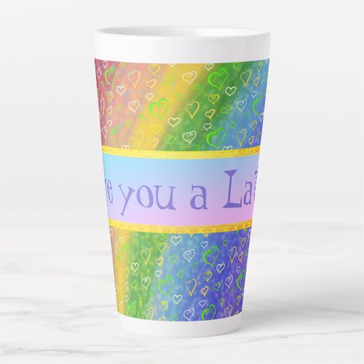 Liebe Sie eine Latte Rainbow and Hearts Latte Tass Milchtasse (Vorderseite)