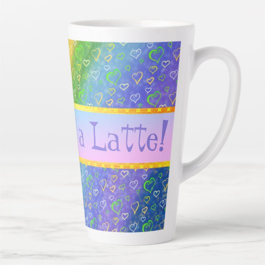 Liebe Sie eine Latte Rainbow and Hearts Latte Tass Milchtasse (Rechts)