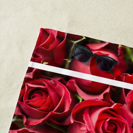Liebe Sie Foto Rote Rosen Moderne Schrift Niedlich Strandtuch (Beispiel)