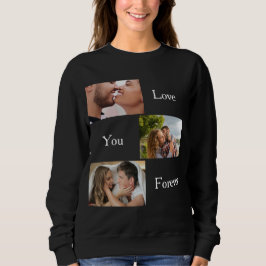 Liebe Sie für immer Custom 3 Foto und Name Paare S Sweatshirt