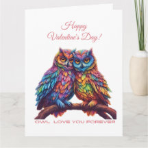 Liebe Sie für immer farbenfrohe Eulen - Valentinst