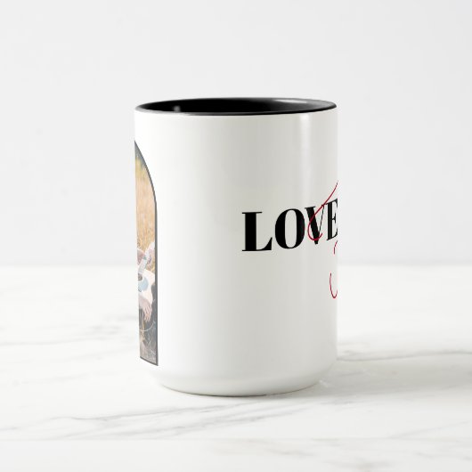 Liebe Sie für immer Valentines Custom Arch Foto Tasse (Zentrum)