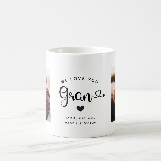 Liebe Sie Gran Hearts Custom Zwei Foto Trendy Chic Kaffeetasse (Mittel)