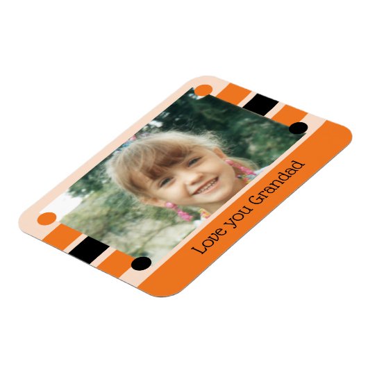 Liebe Sie Granatorange und schwarzes Foto Magnet (Linke Seite)