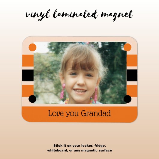 Liebe Sie Granatorange und schwarzes Foto Magnet