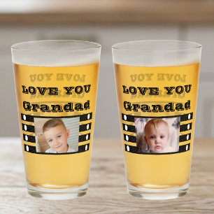 Liebe Sie Grandad zwei Foto Schwarz-weißes Bier Glas