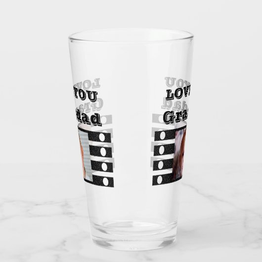 Liebe Sie Grandad zwei Foto Schwarz-weißes Bier Glas (Links)