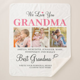 Liebe Sie GRANDMA Großkinder Foto Collage White Sherpadecke