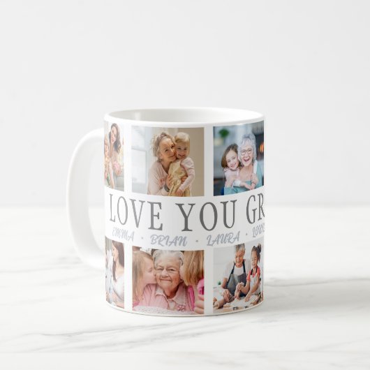 LIEBE SIE GRANDMA Individuelle Name 10 Foto Collag Kaffeetasse (Vorderseite Links)