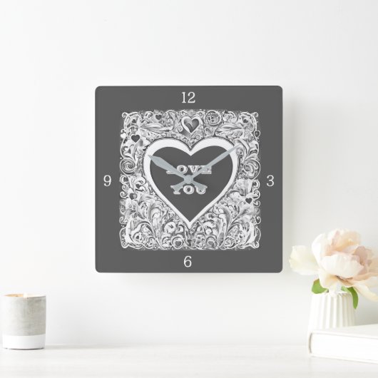 Liebe Sie grau-weiß Quadratische Wanduhr (Zuhause)
