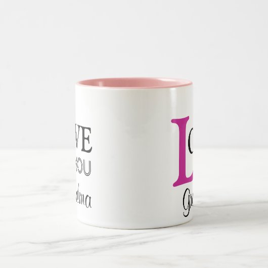 Liebe Sie Großmutter-individueller Name Zweifarbige Tasse (Mittel)