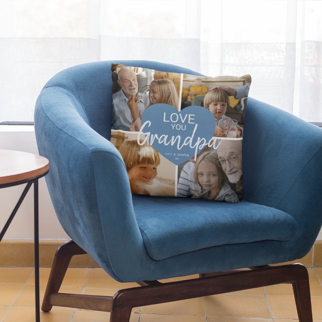 Liebe Sie 'Großvater' Custom Foto Collage Herz Kissen (Von Creator hochgeladen)