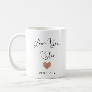 Liebe Sie handgeschriebenes Skript und Herz der Kaffeetasse