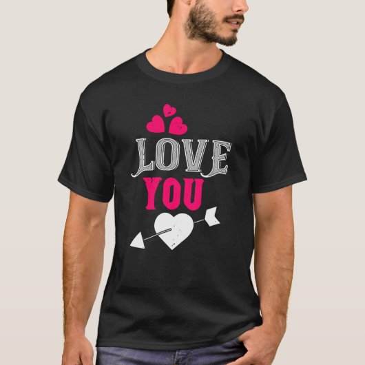 Liebe Sie Herz und Pfeil Design T-Shirt (Vorderseite)
