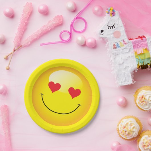 Liebe Sie hören Augen Niedlich Emoji Engagement Pa Pappteller (Party)