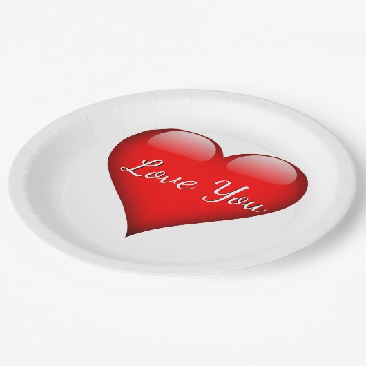 Liebe Sie hören Paper-Teller Pappteller (Schrägansicht)