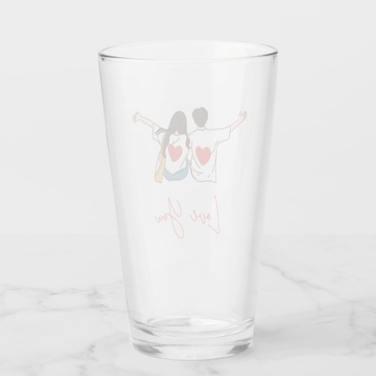 Liebe Sie Illustrierter romantischer Glass Cup Glas (Rückseite)