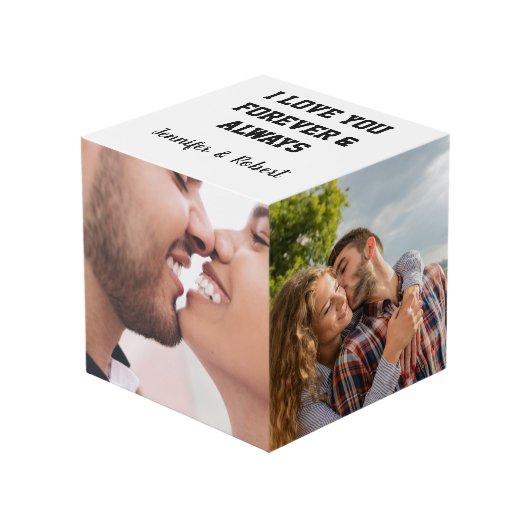 Liebe Sie immer Custom Couple Fotos & Names Würfel (Vorderseite Schrägansicht)