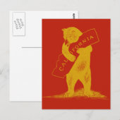 Liebe Sie Kalifornien - Rot und Gold Postkarte (Vorne/Hinten)