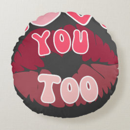 Liebe Sie Kiss Mark Romantic Lippprint Design Rundes Kissen