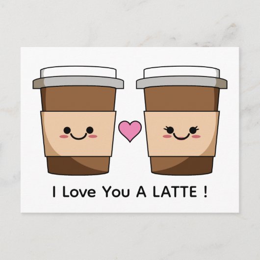 Liebe Sie Latte-Kaffee Postkarte (Vorderseite)