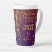 Liebe Sie Latte Red Burgundy Glam Sweet 16 Geburts Milchtasse (Rechte Ecke)